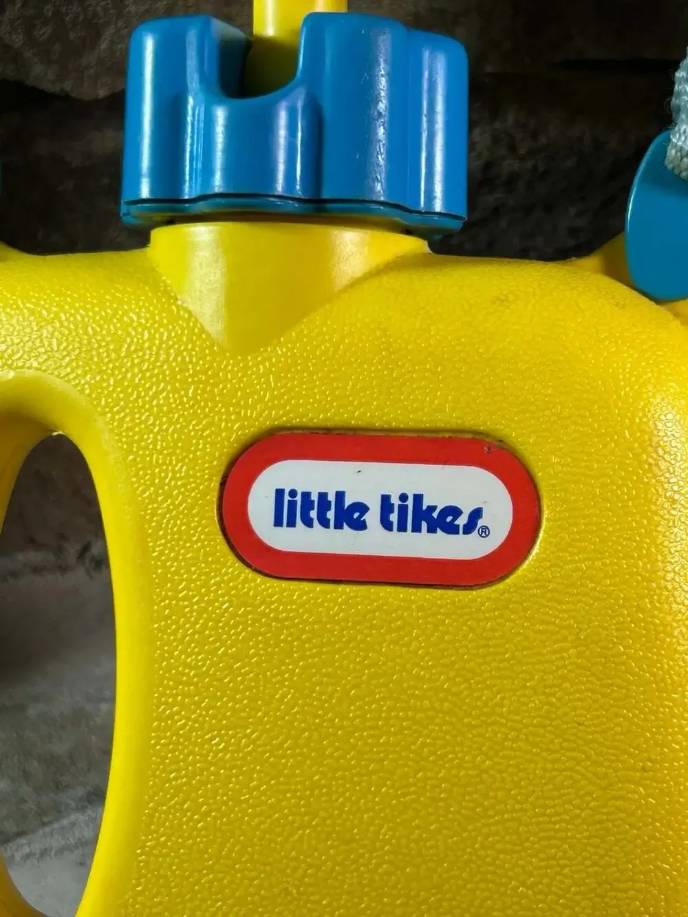 Vintage Little Tikes Yellow Toy Camping Canteen with blue strap